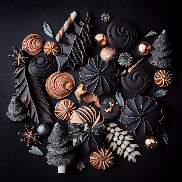 Délicieux biscuits de Noël faits maison et autres friandises de Noël vue rapprochée