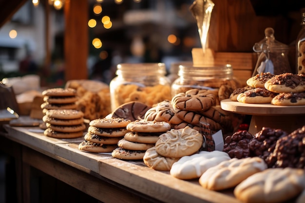 Délicieux biscuits et sucreries traditionnels d'hiver à vendre Generative Ai