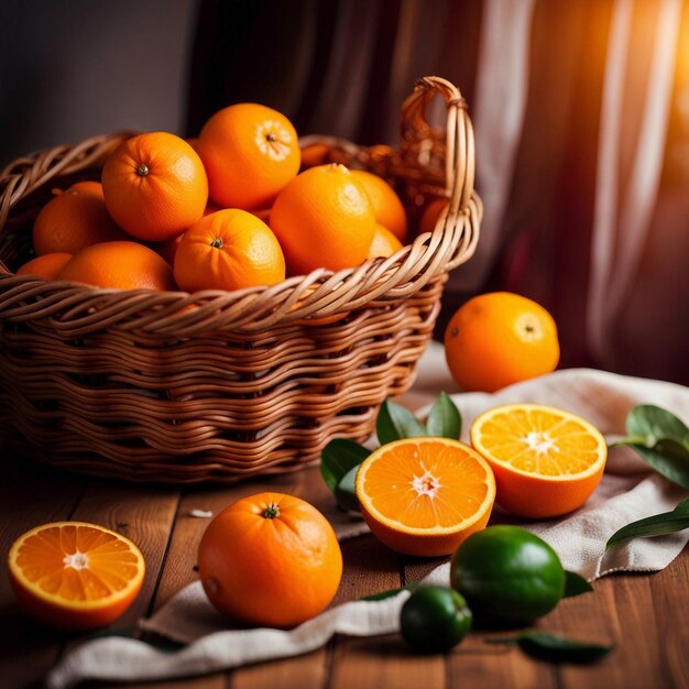 Un délicieux bol d'oranges sur une table en bois