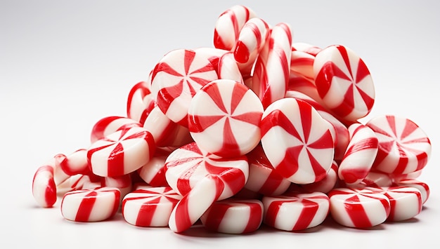 De délicieux bonbons rouges et blancs générés par l'IA à Noël