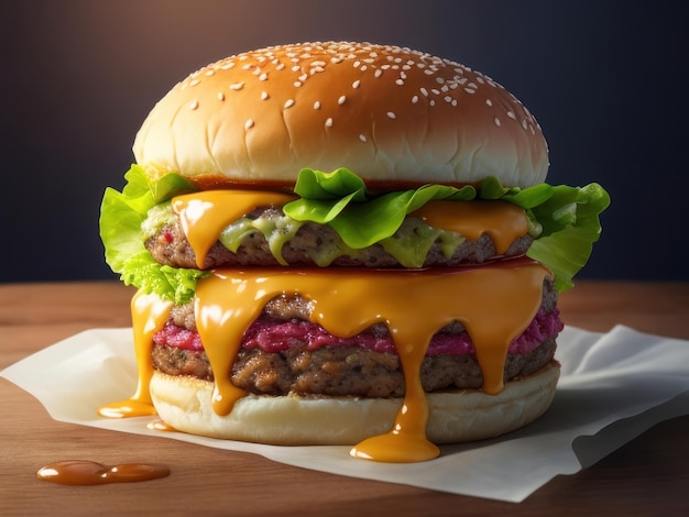 Délicieux burger au fromage fondant