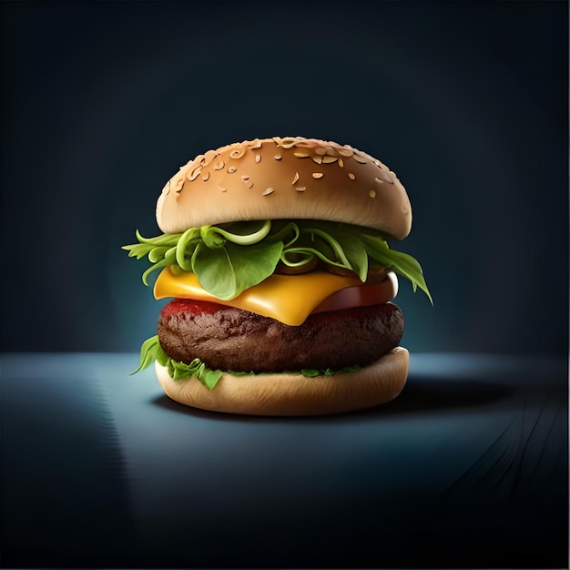 Photo un délicieux burger avec un fond sombre