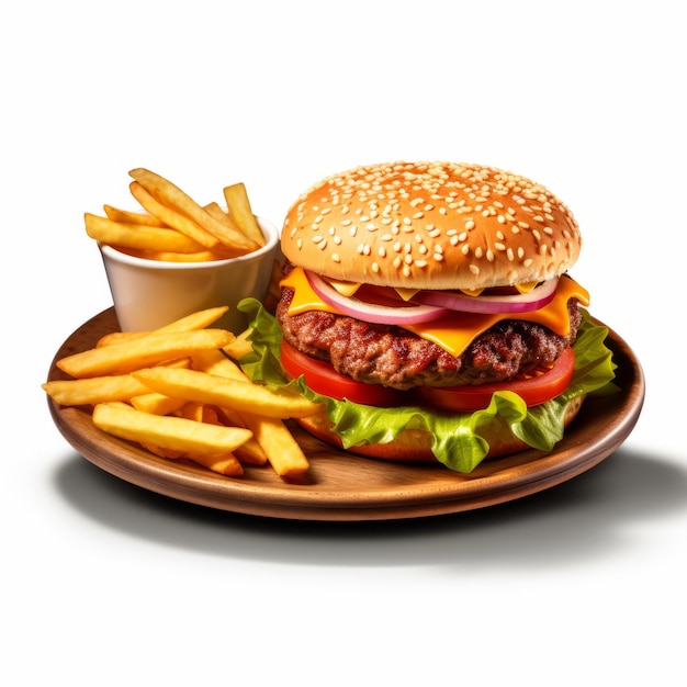 Délicieux burger avec des images réalistes de frites pour vos envies