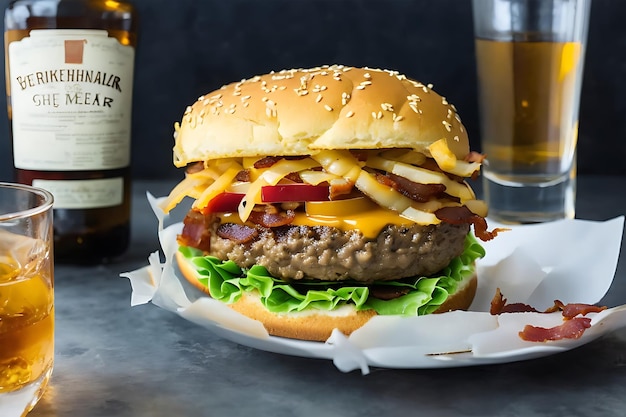 Délicieux Burger De Viande Ai Généré