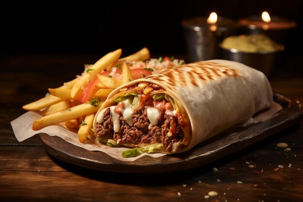 Un délicieux burrito, une fête frénétique.