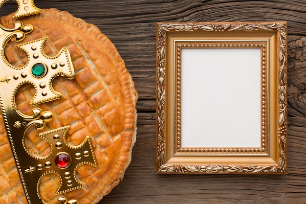 Photo délicieux cadre de l'espace de copie de dessert tarte épiphanie