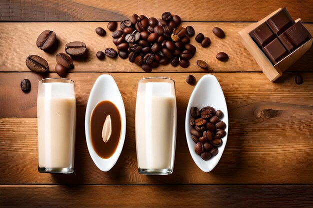 Photo délicieux café au chocolat chaud sur table en bois