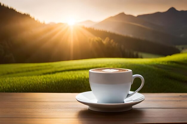 Un délicieux cappuccino sur une table en bois.