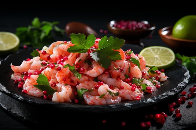 Délicieux ceviche de fruits de mer du Pérou avec des piments