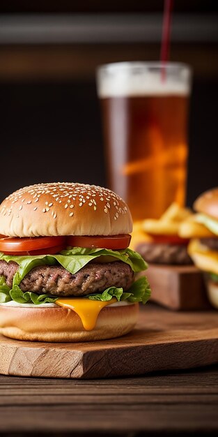 délicieux cheeseburger à la viande avec de la malbouffe