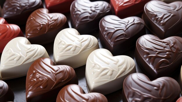 De délicieux chocolats festifs en forme de coeur pour la Saint-Valentin