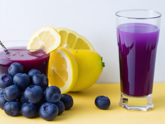 Délicieux cocktails de baies sur table sur fond d'eau