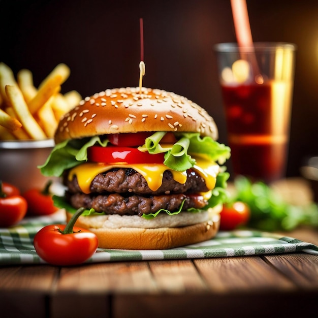 Un délicieux combo burger et frites testy