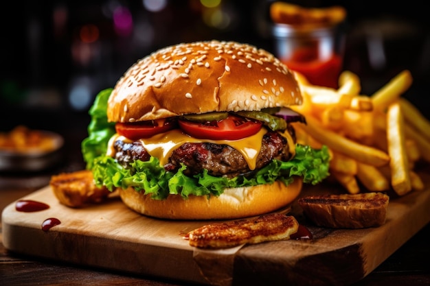 Délicieux combo burger et frites