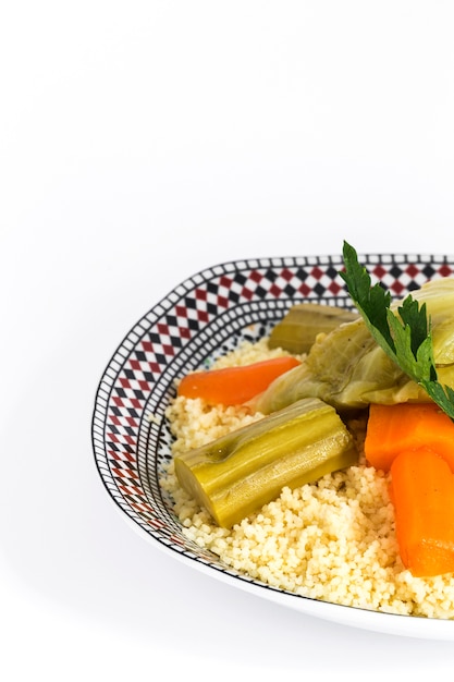 Délicieux couscous fait maison.Isolated