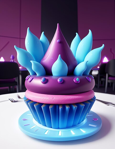 Photo un délicieux cupcake avec des bonbons de gelée sur une table