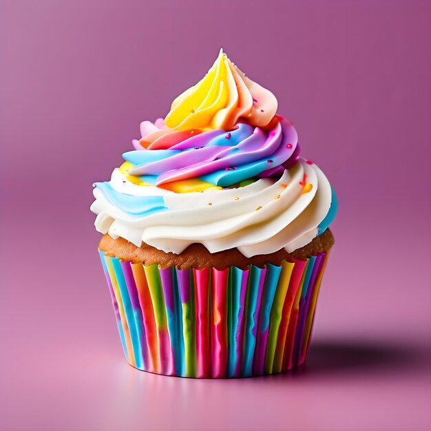 Un délicieux cupcake avec du glaçage coloré.