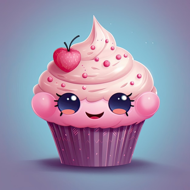 Délicieux cupcake rose sur fond coloré Generative AI