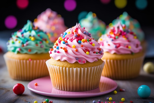 Délicieux cupcakes avec glaçage coloré
