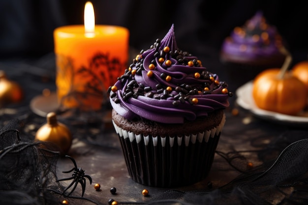 délicieux cupcakes d'Halloween sur une table en bois