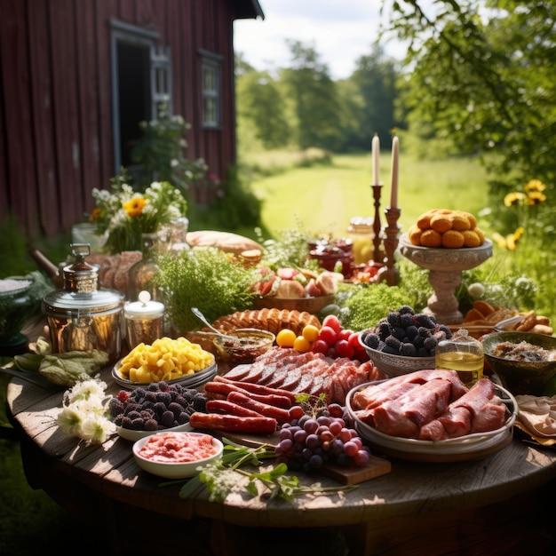 Photo les délicieux délices d'une table suédoise en plein été