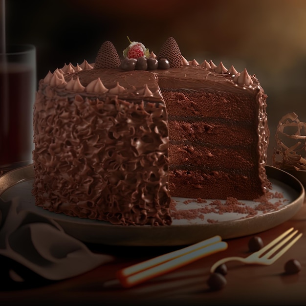 Délicieux dessert, gâteau au chocolat élégant et fait maison