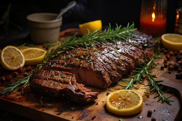 Un délicieux dîner de steak au barbecue.