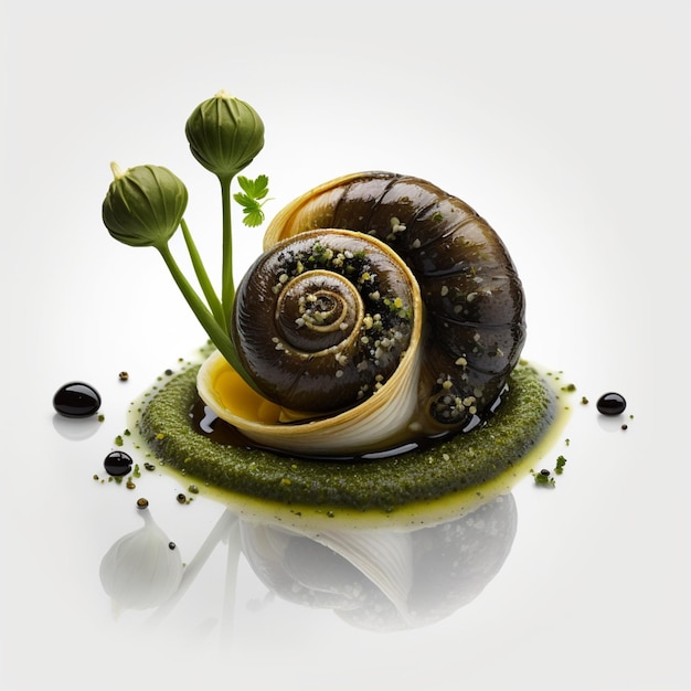 Un délicieux escargot aux fines herbes