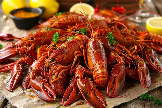 Un délicieux festin de fruits de mer avec du crabe cajun