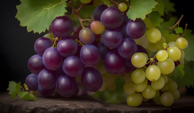 Délicieux fond de raisins violets Generative AI