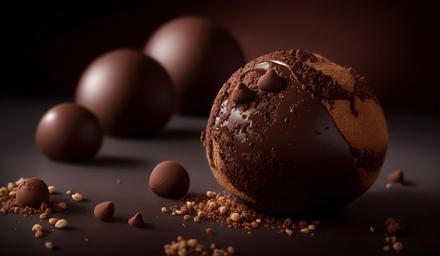 Délicieux fond de truffe au chocolat Generative AI