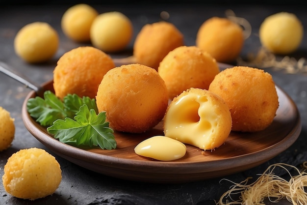 Un délicieux fromage à boules frites jaune