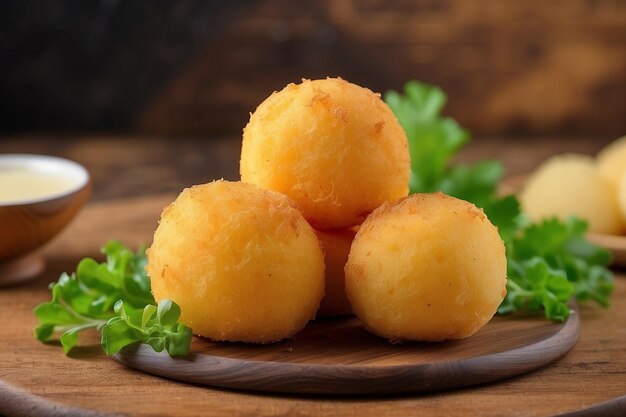 Un délicieux fromage à boules frites jaune