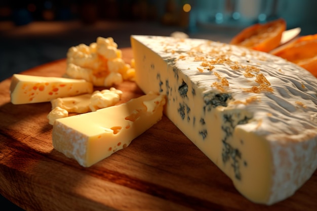 Délicieux fromage avec moisissure Moisissure noble Fromage Bru généré par l'IA