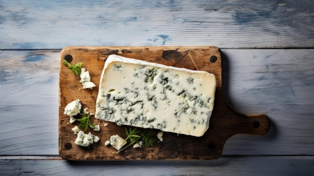 Délicieux fromage Roquefort fond horizontal photoréaliste produit laitier crémeux toile de fond générée par Ai avec fond savoureux fromage Roquefort