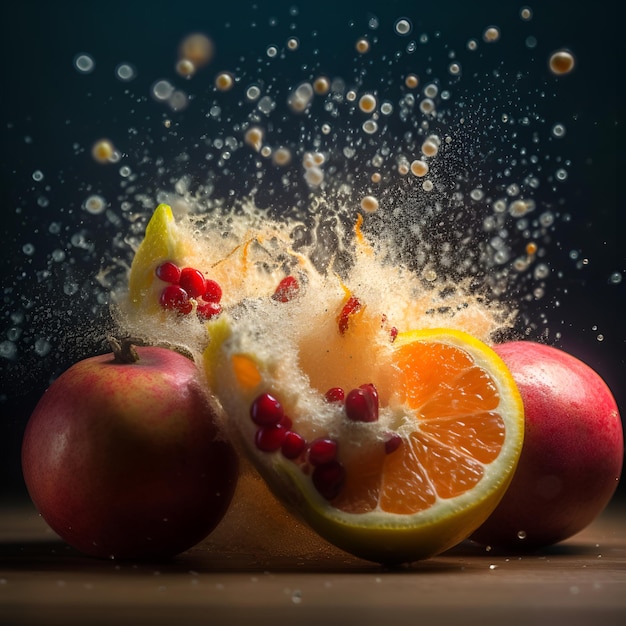 De délicieux fruits juteux frais explosent