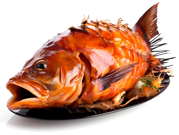 Délicieux fruits de mer avec décoration isolée sur fond homogène photo de nourriture de studio professionnel