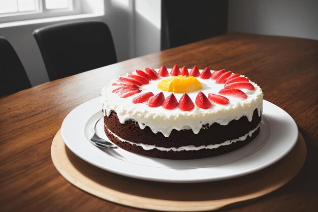 Délicieux gâteau au chocolat fait maison avec des fruits