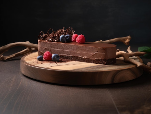 Délicieux gâteau au chocolat fait maison sur table Generative AI