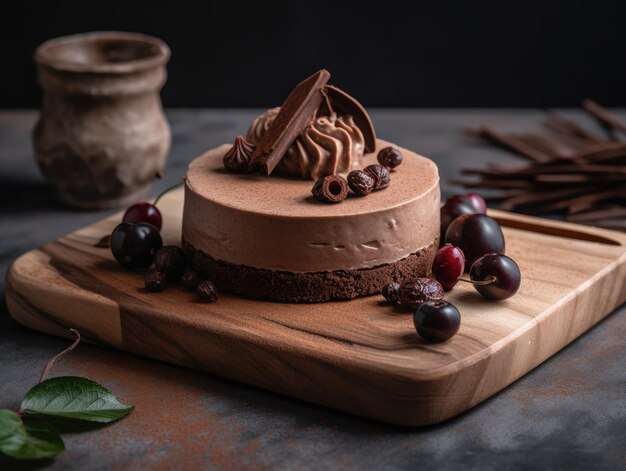 Délicieux gâteau au chocolat fait maison sur table Generative AI