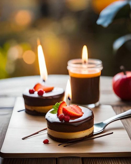 Photo délicieux gâteau au chocolat fraîchement préparé sur une table en bois espace pour le texte