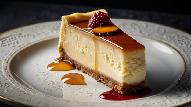 Un délicieux gâteau au fromage avec des fraises et des baies.