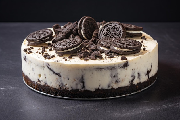 Délicieux gâteau au fromage avec des miettes de biscuits Oreo Perfection de boulangerie