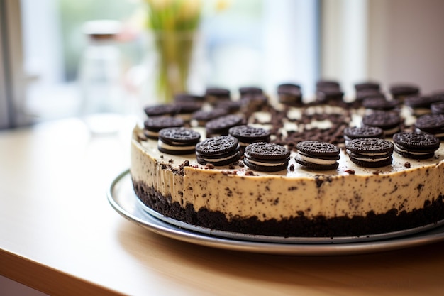 Délicieux gâteau au fromage avec des miettes de biscuits Oreo Perfection de boulangerie