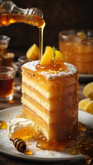 Photo un délicieux gâteau au miel.