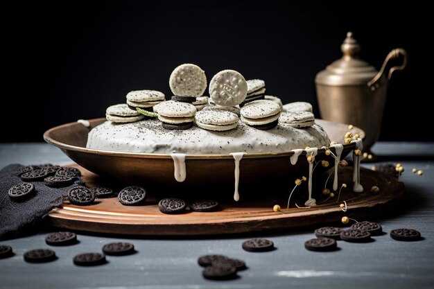 Un délicieux gâteau aux biscuits Oreo avec des biscuits et du glaçage à la crème