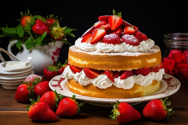 Un délicieux gâteau aux fraises