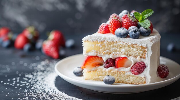 Photo délicieux gâteau fait maison avec des baies fraîches