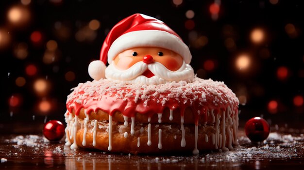 Photo un délicieux gâteau de noël sous la forme d'un père noël