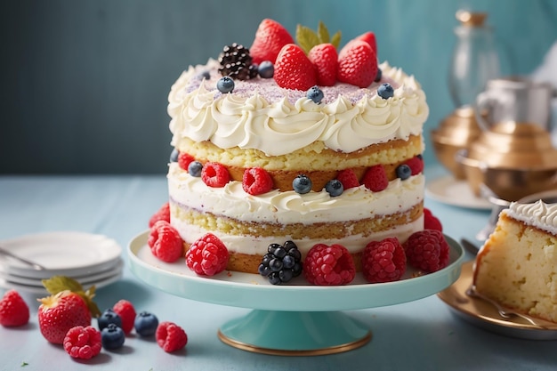 Un délicieux gâteau sur un plateau de gâteau.